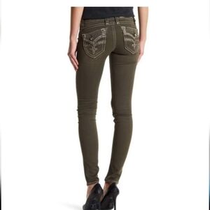 Rock Revival Women's Skinny Jeans in Olive Green with Embroidered Back Pockets